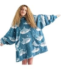 Bedsure Wearable Blanket Hoodie, Long Hooded Blanket Sweatshirt as Birthday Gifts for Women, Cozy Sherpa Hoodie for Adult, Standard, Grey