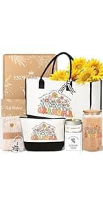 50th Birthday Gifts for Women Her, Cool Gifts for 50 Year Old Woman, Fifty Birthday Canvas Tote Bag Glass Cup Candle Gift Basket Ideas Daughter Mom Sister Friend Wife Coworkers