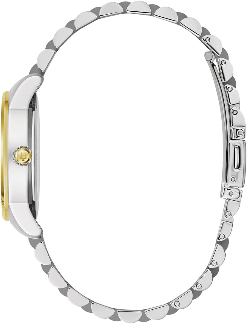 Bulova Ladies' Classic Diamond Two-Tone Gold Stainless Steel 3-Hand Calendar Date Quartz Watch