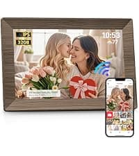 1280x800 HD IPS Touch Screen, Slideshow, Auto-Rotate, Tabletop/Wall, Send Photos/Videos from Phone, Gifts for Mom - Black Frameo 10.1" WiFi Digital Picture Frame, Electronic Photo Frames - 32GB B0D8JDPKKS