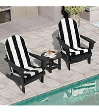 Crestlive 50x19.6 Inch Adirondack Chair Cushion Set of 2, Water Repellent, Fade Resistant, High Back Outdoor Rocking Chair Cushion for Patio, Black White Stripe
