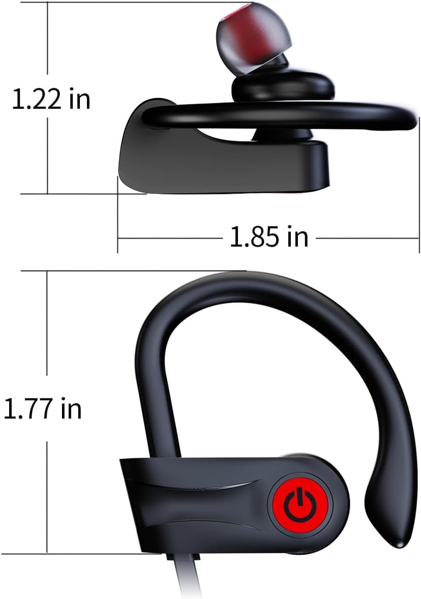 Boean Bluetooth Headphones, Wireless Headphones with 16 Hours Playtime Bluetooth 5.3 Wireless Earbuds HD Deep Bass Stereo Sound Isolation IPX7 Waterproof Earphones for Workout Running Sports