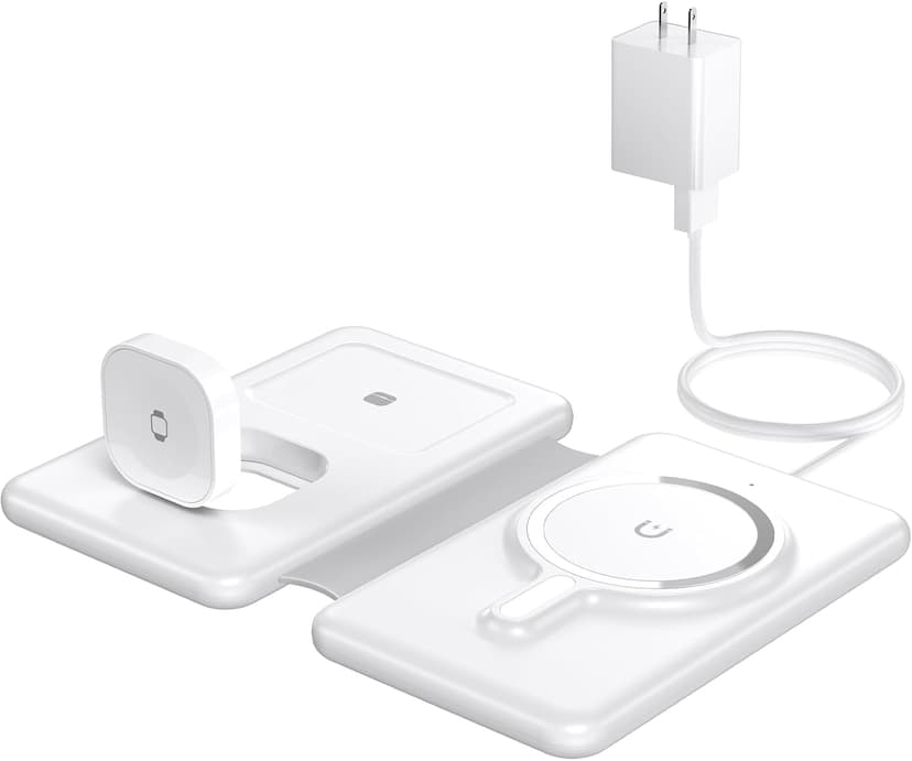 Magnetic Wireless Charger for iPhone: 3 in 1 Travel Charging Station for Apple Devices for iPhone 17 Air 16 15 14 13 12 Pro Max Plus - Foldable Charging Pad for Apple Watch Series & Airpods 4 3 2 Pro