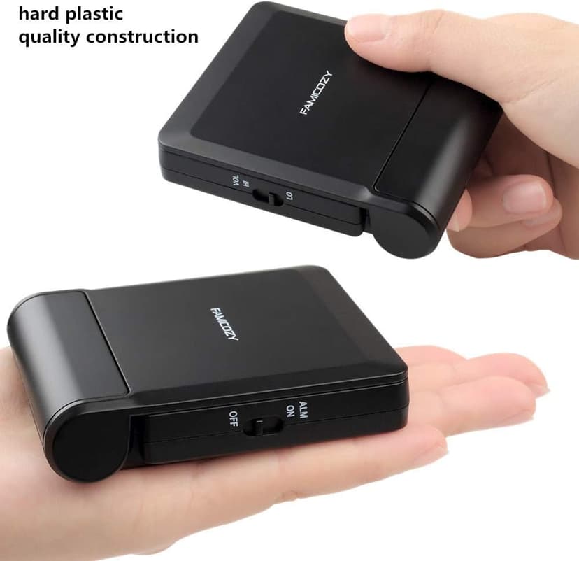 FAMICOZY Compact Digital Travel Alarm Clock with High/Low Volume Options,Simple to Set,Easy to Read,Bold Digits,Snooze Backlight,Quality Construction,2 AAA Battery Operated,Black