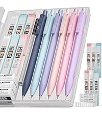 Nicpro 3PCS Cute Mechanical Pencil Set with Case, 0.7 mm Pencils with 6 Tube HB Lead Refill, 3PCS Eraser, 9PCS Eraser Refill for School Supplies Student Writing, Drafting Drawing Sketching