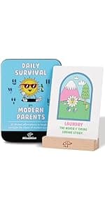 New Mom Affirmation Cards - 50 Postpartum Affirmation Cards for Women - Pregnancy & Self-Care Gifts for New Mom After Birth in Tin Box with Wooden Stand
