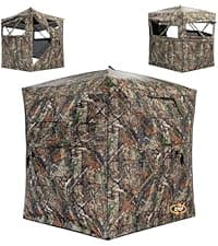 Hunting Blind - 2-3 Person & 3-4 Person 360 Degree See Through Ground Blinds for Hunting Deer and Turkey, Pop Up Deer Blind with Diamond-Shaped Door, Mud Flap, Portable Carry Bag