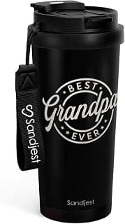 Grandpa Gift from Kids, Stainless Steel 2-in-1 Lid Coffee Tumbler 18 oz, Best Grandpa Ever Insulated Travel Mug for Men Granddads Grandfathers, Gift Idea for Birthday Retirement Christmas Fathers Day B0G4C5827D
