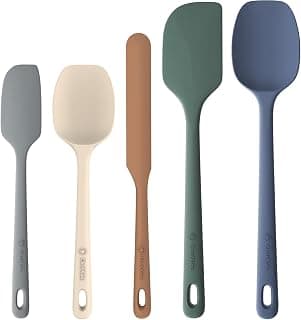 Food Grade Silicone, Heat Resistant Up to 600°F, Upgrade Strong Handle, Safe for Nonstick Cookware,Ideal for Cooking & Baking ChefAide 5 Pieces Silicone Spatulas Set, Heat Resistant Rubber Spatula B0CHGFG64S