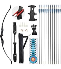TOPARCHERY Archery 57" Takedown Youth Recurve Bow Hunting Black Long Bow for Beginner Teenagers Right Left Hand Black - Draw Weight 20lbs 30lbs 40lbs