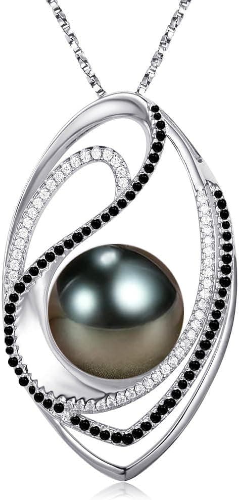 NONNYL Mothers Day Gifts for Mom, Wife, Women - Tahitian Black Pearl Necklace - Wedding, Birthday, Anniversary, Valentine's, Christmas Jewelry B0CSKR4M5V