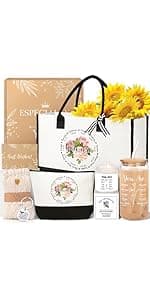 50th Birthday Gifts for Women Her, Cool Gifts for 50 Year Old Woman, Fifty Birthday Canvas Tote Bag Glass Cup Candle Gift Basket Ideas Daughter Mom Sister Friend Wife Coworkers