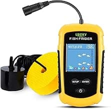 LUCKY Kayak Portable Fish Depth Finder Water Handheld Fish Finder Sonar Castable Kayak Boat Fishfinder Transducer Fishing LCD Display FFC1108