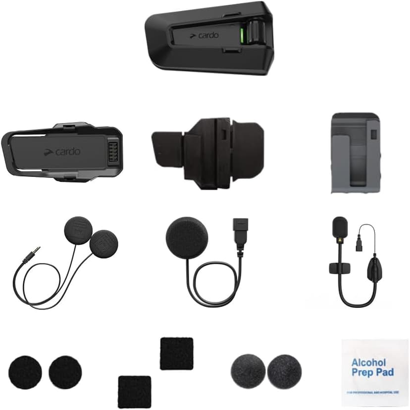 Cardo PACKTALK PRO Motorcycle Helmet Communication System Intercom, Crash Detection, Auto On/Off, Air Mount, 45mm Speakers, Single Pack