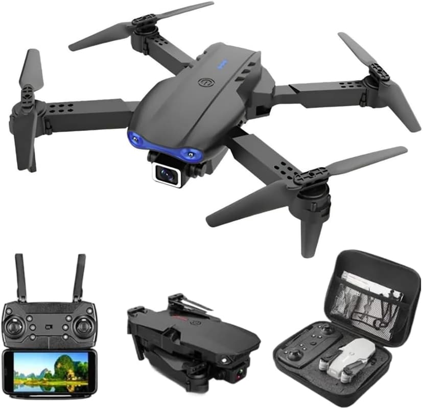 E99 Pro Foldable Drone with Dual 4K HD Cameras for Adults and Teens 14+ – FPV Live Video, Wind Resistant, 3 Speed Modes, One-Key Start, 360° Flips, 2 Batteries, Carrying Case