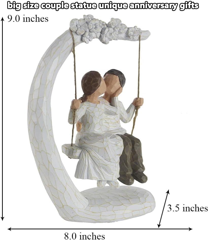 jinhuoba Romantic Wedding Couple Figurines, Hand Painted Loving Together Sculpture, Best Valentine Marriage Anniversary Weddings Engagement Gifts for Couple Wife Women Her