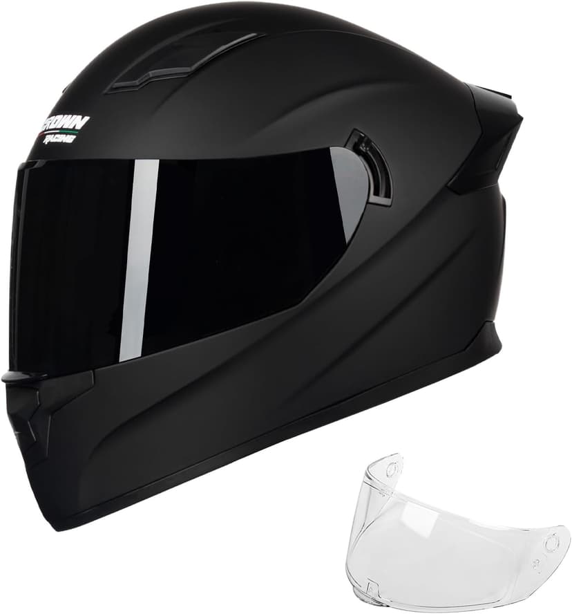 F-700 Full Face Motorcycle Helmet for Adults, DOT FMVSS 218 Certified Street Bike Helmet with Tinted Shield, Clear Replacement Visor and Removable Liner