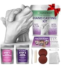 The original baby casting kit - captures newborn hand & foot forever. Non-toxic, safe, easy - perfect new mom gift Luna Bean Baby Casting Kit - Hand & Foot Keepsake Mold, 2pc, New Mom Gift B0DPLBNZNG