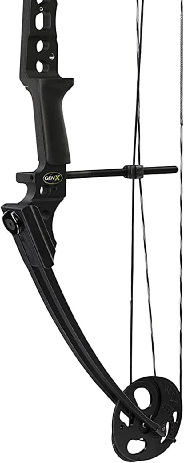 Genesis Gen-X Lightweight Compound Bow, Archery Hunting Bow for Adults w/Adjustable Riser, Cam Draw Weight, & Length, Draw Hand - Right, Black
