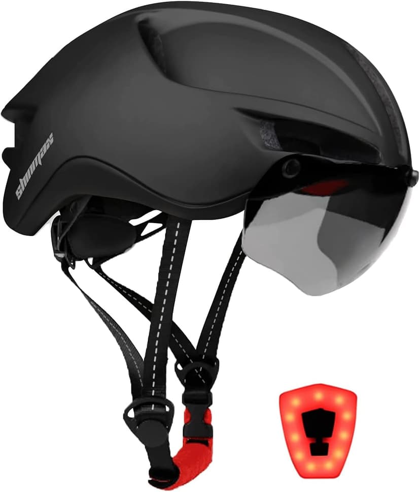 Shinmax Adult Bike Helmet,Bicycle Helmet with Removable Magnetic Goggles & USB Rechargeable LED Light Road Mountain Bike Helmet Adjustable Size Ultralight Cycling Helmet Men Women SM-T88