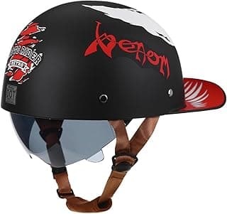 Vintage Retro Open Face Motorcycle Helmet Baseball Cap Half Helmets with pull-down Lens for Men Women Moped Cap Jet Scooter Street Cruiser - DOT Certified (Moto Rider, Medium)