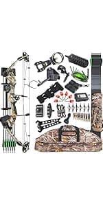 Archery Bowfishing Compound Bow Kit, 0-70lbs Adjustable,Ready to Fish Kit with Bowfishing Reel,Bow Fishing Arrows,Right-Handed for Adult/Youth Fishing Hunting Target Shooting