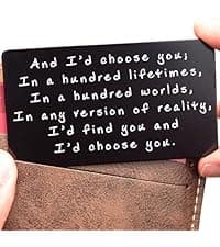 I Love You Card for Wallet – Surprise Gift for Him or Her - Voted Best Love Gift for Men or Women - Engraved, Durable, and Stays in Their Wallet Forever - Black Envelope Included
