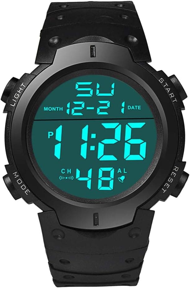 ALINKER Men's Simple Digital Military Watches Large Face Sport Electronic LED Double Time Waterproof Wrist Watches for Men with Stopwatch Alarm LED Backlight