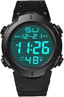 ALINKER Men's Simple Digital Military Watches Large Face Sport Electronic LED Double Time Waterproof Wrist Watches for Men with Stopwatch Alarm LED Backlight