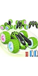 Remote Control Car, 2.4GHz RC Stunt Car, Double Sided 360° Rotating RC Cars with LED Headlight & LED Wheel, High Speed Off Road RC Crawler Xmas Gift for 3 4 5 6 7 8-12 Year Old Girls Toys (Pink)