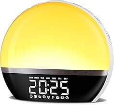 SoundLegend FM Radio Sunrise Alarm Clock Sound Machine Wake-Up Light Sunrise Sunset Simulation Adjustable Volume Brightness Sleep Aid 13 Colors 23 Sounds 28 Tunes Snooze Dual Alarm 4 Timers