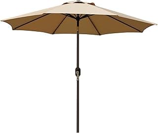 Blissun 9' Outdoor Patio Umbrella, Outdoor Table Umbrella, Yard Umbrella, Market Umbrella with 8 Sturdy Ribs, Push Button Tilt and Crank