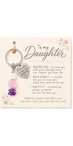 Made With 3 Types Of Genuine Stone Beads And Stainless Steel Ring, Lightweight 2.43 Inch Keychain, Includes Sentimental Card 2.43 Inch Crystal Keychain Gifts For Women, Friend, Coworker, Daughter, Mom B0H5WQWGNL
