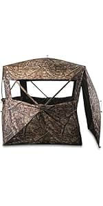 HuntRite Deluxe 4-Panel Spring Steel Hunting Blind; 2 Person Ground Tent for Deer and Turkey Season
