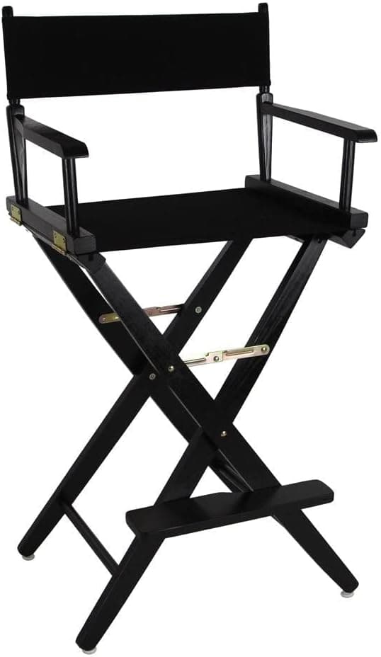 American Trails Extra-Wide Premium 30" Director's Chair Black Frame with Black Canvas, Bar Height