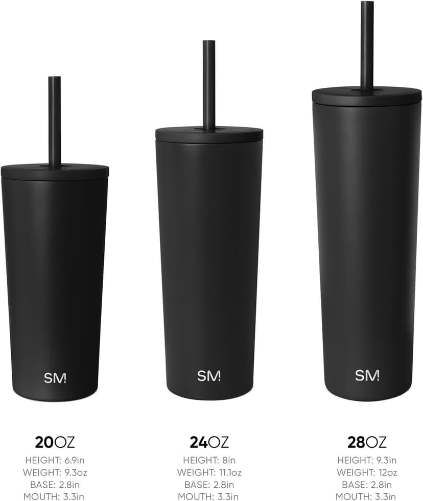 Simple Modern Insulated Tumbler with Lid and Straw | Iced Coffee Cup Reusable Stainless Steel Water Bottle Travel Mug | Gifts for Women Men Her Him | Classic Collection | 24oz | Blue Dune