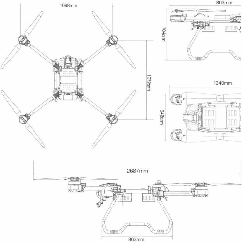 Heavy-Lift Drone up to 110 lb (50kg) Payload, Waterproof, 5 mile (8 Km) Long Range UAV, Take-Off Weight 200 lb (90 kg), Delivery Quadcopter