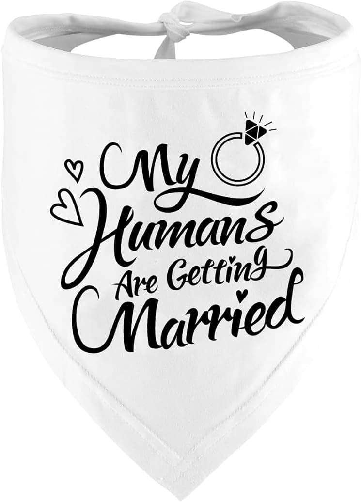 Engagement Gift, My Humans are Getting Married Dog Bandana, Wedding Photo Prop, Pet Scarf, Dog Engagement Announcement, Pet Accessories (Black) B09FDTW997