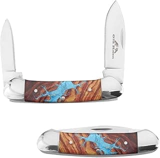 Blade Manual Folding Split Joint Outdoor Hunting EDC Camping Canoe Knife (Brown Wood)