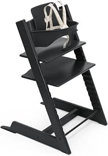 Stokke Tripp Trapp High Chair 2, Black - Includes Chair + Baby Set with Removable Harness for Children 6-36 Months - Adjustable, Ergonomic & Easy to Clean