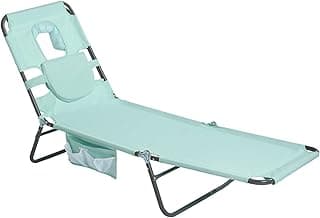 SUNNYFEEL Beach Lounge Chair, Reclining Beach Chairs Lay Flat, Sun Face Down Tanning Chair, Folding Camping Chairs Portable Camp Cot with Backpack Straps for Outdoor/Picnic/Lawn