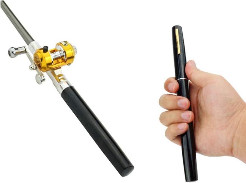 Portable Pocket Telescopic 38inch Mini Pen Shape Fishing Rod and Reel Combos, Pen Shape Folded Fishing Pole with Reel Wheel Gift, Suit for River, Lake, Reservoir, Ice Fishing and So On