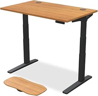 UPLIFT DESK Bamboo (48 x 30 inch) Standing Desk 2-Leg V3 Adjustable Stand Up C-Frame (Black), Advanced Keypad, Wire Grommets, Wire Tray, Rocker Board