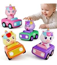 Infant Play Vehicle Set, Push Go Friction Car, Montessori Toy for 6-9-12-18 Months, 1st Birthday Gifts for 1-2 Years Old Girl iPlay, iLearn Baby Press to Go Car Toys for Toddlers 1-3, 1 Yr Old Boy Gift B0BTBV51KY