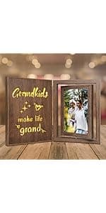 A Grandchild is Someone Who Reaches for Your Hands but Touches Your Heart Picture Frame First Time Grandparents Gifts, Display Two 4x6 Inch