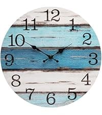 Wall Clock Non-Ticking Silent Quartz Movement Decor Clock Modern Simple Style Round Plastic Wall Clocks for Home/Office/School/Living Room/Bedroom/Kitchen (Blue, 12 Inch)