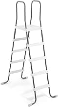 Intex 28067E Steel Frame 52" Pool Entry Step Ladder with Secure Non-Slip Steps for Above Ground Outdoor Swimming Pools, Silver