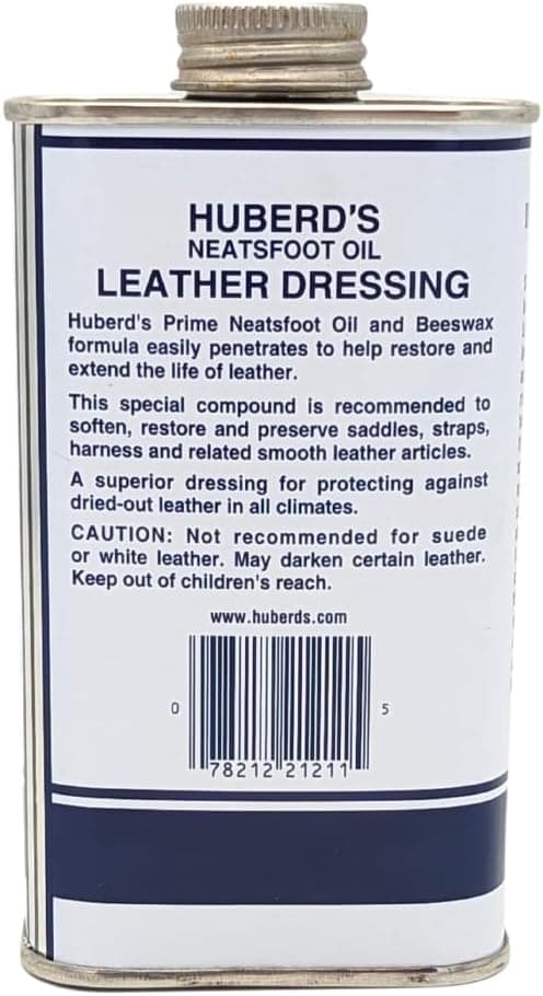 Huberd’s Leather Dressing with Neatsfoot Oil - Leather conditioner that softens new and restores dry and hardened boots, shoes, bags, belts, baseball gloves, saddles and harness.