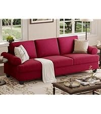 Fadware Faux Leather Couch, Convertible Futon Sofa Bed with Adjustable Backrest, Mid Century Leather Sofa Loveseat with Side Pockets& Metal Leg, Modern Leather Sleeper Sofa for Living Room Bedroom