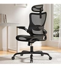 Marsail Ergonomic Mesh Office Chair High Back Home Office Desk Chair with Adaptive Lumbar Support, 2D Headrest, 3D Flip-Up Armrests, Height Adjustable and Rocking Tilt for Home Office and Gaming